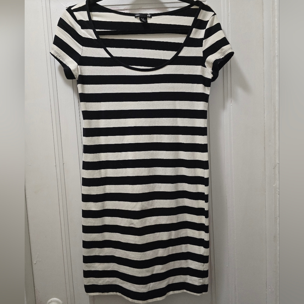 H&M Black and White Striped Dress